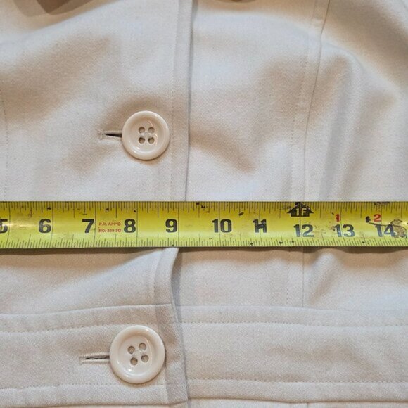 Tulle Anthropologie Women' Cream Wool Blend Pea Coat Mid Length Button Jacket S - Picture 4 of 14